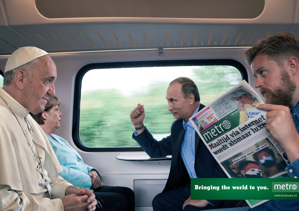 Putin, Merkel and the Pope and a guy in a train